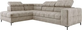 Narożnik PABLOS układ L strona Lewa w tkaninie CLOUD 03 regulowane zagłówki z funkcją spania