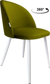 Krzesło Colin na metalowych nogach – nowoczesne i tapicerowane : Kolor nogi - Biały stożek, Kolor tkaniny - VELVET - BL75, Typ siedziska - Siedzisko obrotowe 360°