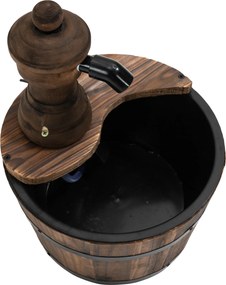 Outsunny® fontanna ogrodowa dekoracyjna studnia beczka wodospad drewno jodłowe + metal drewno naturalne∅27 x 37 cm