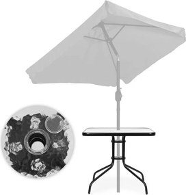 Stolik ogrodowy kwadratowy 80 cm z otworem na parasol Tulum 073, czarny