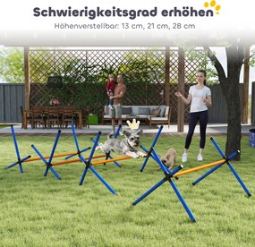 PawHut Zestaw agility dla psów, 4-częściowy zestaw z płotkami, torba transportowa, regulowany zestaw treningowy dla małych psów | Aosom PL