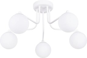 Żyrandol Minimalistyczny Astral, Stal/Szkło - 5 Źródło - L.58 X H.29 Cm - Biały