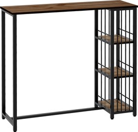 HOMCOM Stół barowy industrialny z 3 półkami 120x40x105 cm czarny brązowy | Aosom PL