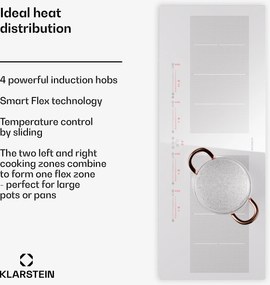 Klarstein Masterzone 90cm Płyta Indukcyjna 2StrefyFlex 4 Strefy Gotowania Biały