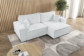 Narożnik z funkcją spania w kształcie L Bohoo, tkanina Raven, Ecru, Prawy