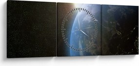 Obraz Ziemi z kosmosu (z zegarem) (90x30 cm)