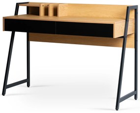Biurko Loftowe z Szufladami CASS 120 cm Dąb/Czarne do Pracy w Domu Nowoczesne