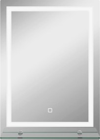 Kleankin LED Lustro łazienkowe, ściemnialne, przeciwmgielne, z przełącznikiem dotykowym, półka, 50 x 70 cm, Srebrny | Aosom PL