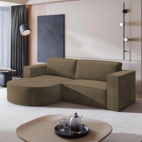 Masseno Narożnik SORELA z funkcją spania i pojemnikiem na pościel Narozniki L, Rozkładana sofa - Beżowy, MONOLITH 09