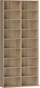 HOMCOM 9-poziomowy regał na DVD z 18 przegródkami i 14 regulowanymi półkami, miejsce na 640 płyt CD, 360 płyt DVD lub 430 płyt Blu-ray, naturalne drewno | Aosom PL