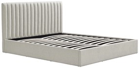 Łóżko ze skrzynią 180 x 200 cm – Tkanina – Jasnoszary - SARANELI