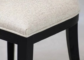 Drewniane czarne krzesło loft modern z kremowym tapicerowanym siedziskiem