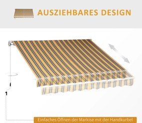 Outsunny markiza, markiza przegubowa, korbka ręczna, balkon, 2,95 x 2,45 m, aluminium, kolor: żółty, szary