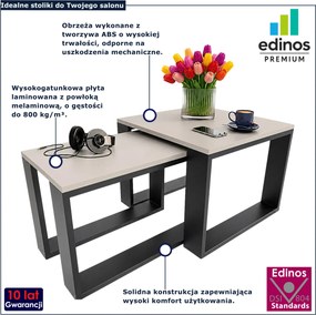 Komplet dwóch wsuwanych nowoczesnych stolików kaszmir + czarny E6-Z35