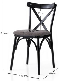 Zestaw krzeseł do jadalni Ekol Grey and Black, 2szt.