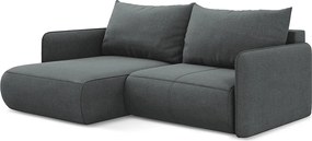 Narożnik lewostronny z funkcją spania - z tkaniny strukturalnej - szary - NANEA