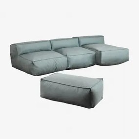 Modułowa Sofa Z Szezlongiem, 3 Części I Puf Do Ogrodu Dojans Éter Zieleń - Sklum