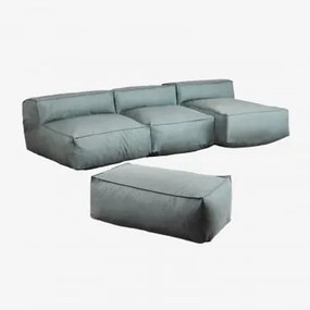 Sofa Modułowy Z Szezlongiem 3-częściowy I Pufem Do Ogrodu Dojans Éter Zieleń - Sklum