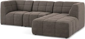 Brązowy narożnik z materiału bouclé (prawostronny/z szezlongiem) Aloha – Makamii