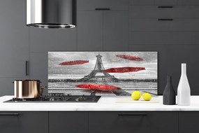 Panel Szklany do Kuchni Romantyczny Spacer pod Wieżą Eiffla