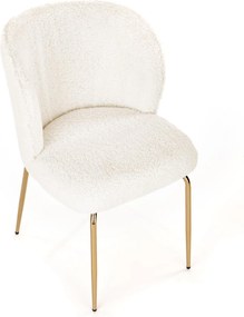 Krzesło do jadalni na złotych nogach tapicerowane tkaniną bouclé K474