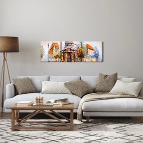 Obraz - Malowana miejska pamiątka (z zegarem) (90x30 cm)