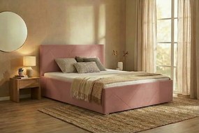 Łóżko TONY 160x200 cm Pudrowy róż Z materacem
