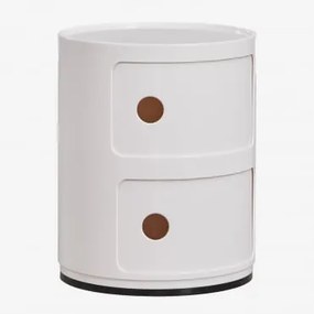 Zestaw 2 Stolików Nocnych Ø30 Cm Z Półkami Babel Distressed White & 2 Szuflady - Sklum