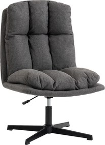 HOMCOM Obrotowy fotel akcentowy, fotel do czytania z tkaniny lnianej bez podłokietników, szerokie siedzisko z metalowymi nogami, ciemnoszary | Aosom PL