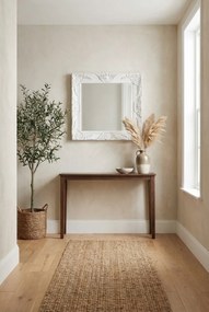 Białe kwadratowe lustro w rustykalnej ramie G6-A05