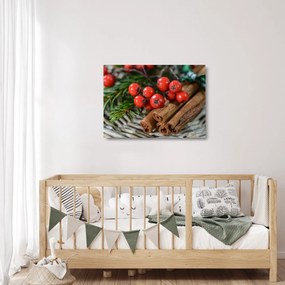 Obraz na szkle - jagody i cynamon (70x50 cm)