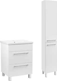 Biały Zestaw Łazienkowy 50cm Szafka z Umywalką Słupek Sol