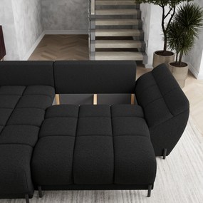 Masseno Narożnik VESTANO  z funkcją spania i pojemnikiem na pościel Narozniki L, Rozkładana sofa - Czarny, QUELLE 100