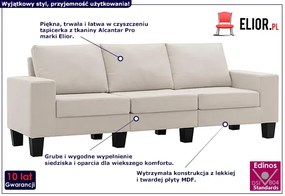 Trzyosobowa kremowa sofa z poduszkami - Lurra 3Q