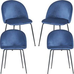 Zestaw 4 Krzese Black Dalnia Aksamitne