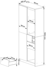 Biały regał na książki z szufladami - Vasco 3X