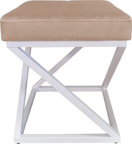 Pufa ZOA tkanina Welur loft ławka podnóżek metal : Kolor Stelaża - Biały, Kolor tkaniny - VELVET - MG06, Typ tkaniny - Velvet