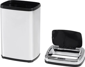 HOMCOM Kosz na Śmieci Automatyczny Stalowy 30L Srebrzysty 33x25x58cm Higieniczny i Nowoczesny | Aosom PL