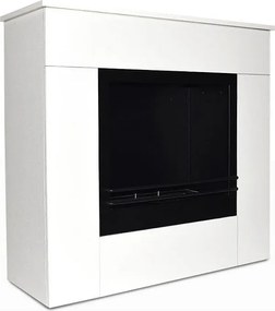 Michelangelo 96x36x90h Biały, drewniany, stojący kominek bioetanolowy, wyprodukowany we Włoszech