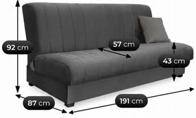 Sofa z Funkcją Spania SIGMA Rozkładana Wersalka Dwuosobowa Szara Nowoczesna do Salonu