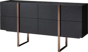 Fornirowana komoda glamour z 4 szufladami Hudson H02 na płozach