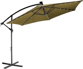 STILIST Parasol ogrodowy z rączką 3,5m, khaki + LED