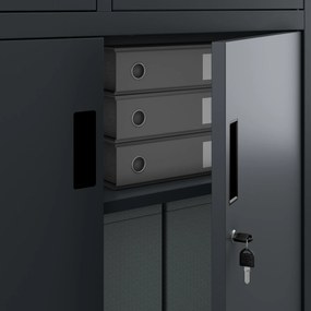 Biurowa szafa metalowa z sejfem na akta i dokumenty FILIP, 900 x 1850 x 400 mm, antracytowa