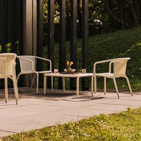 Plastikowy fotel do ogrodu Brene, z podłokietnikami