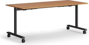 Mobilny stół MATCH, 180x80 cm, czarna podstawa, czereśnia