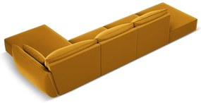 Musztardowy aksamitny narożnik (prawostronny/z szezlongiem) Vanda – Mazzini Sofas