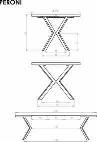 Okrągły rozkładany do 250 cm stół do jadalni Peroni dąb hikora / kaszmir Halmar