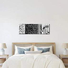 Obraz architektury czarno-białej (z zegarem) (90x30 cm)