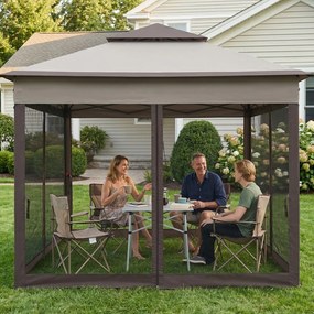Outsunny Faltpavillon z Bocznymi Ścianami Szary 3,25 x 3,25 x 2,7 m