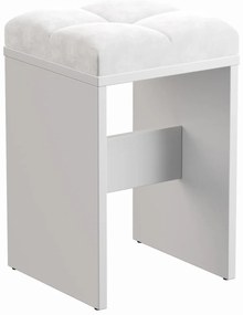 Biały taboret z welurowym siedziskiem N4-Z42